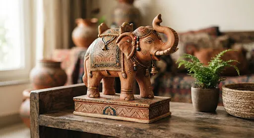 Terracotta Elephant Showpiece
